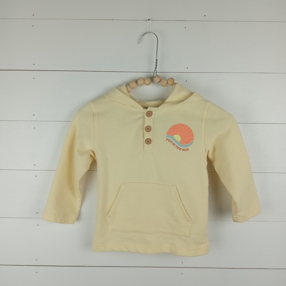 art class girls size 3T light yellow button hooded fun in the sun top